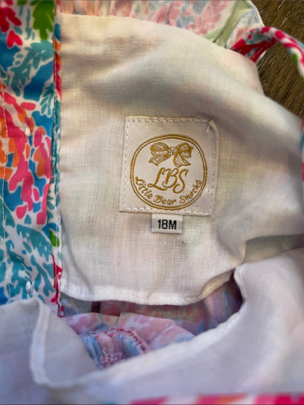 Little Bear Smocks Smocked Bubble Romper - Pink Multi - Picture 2 of 4